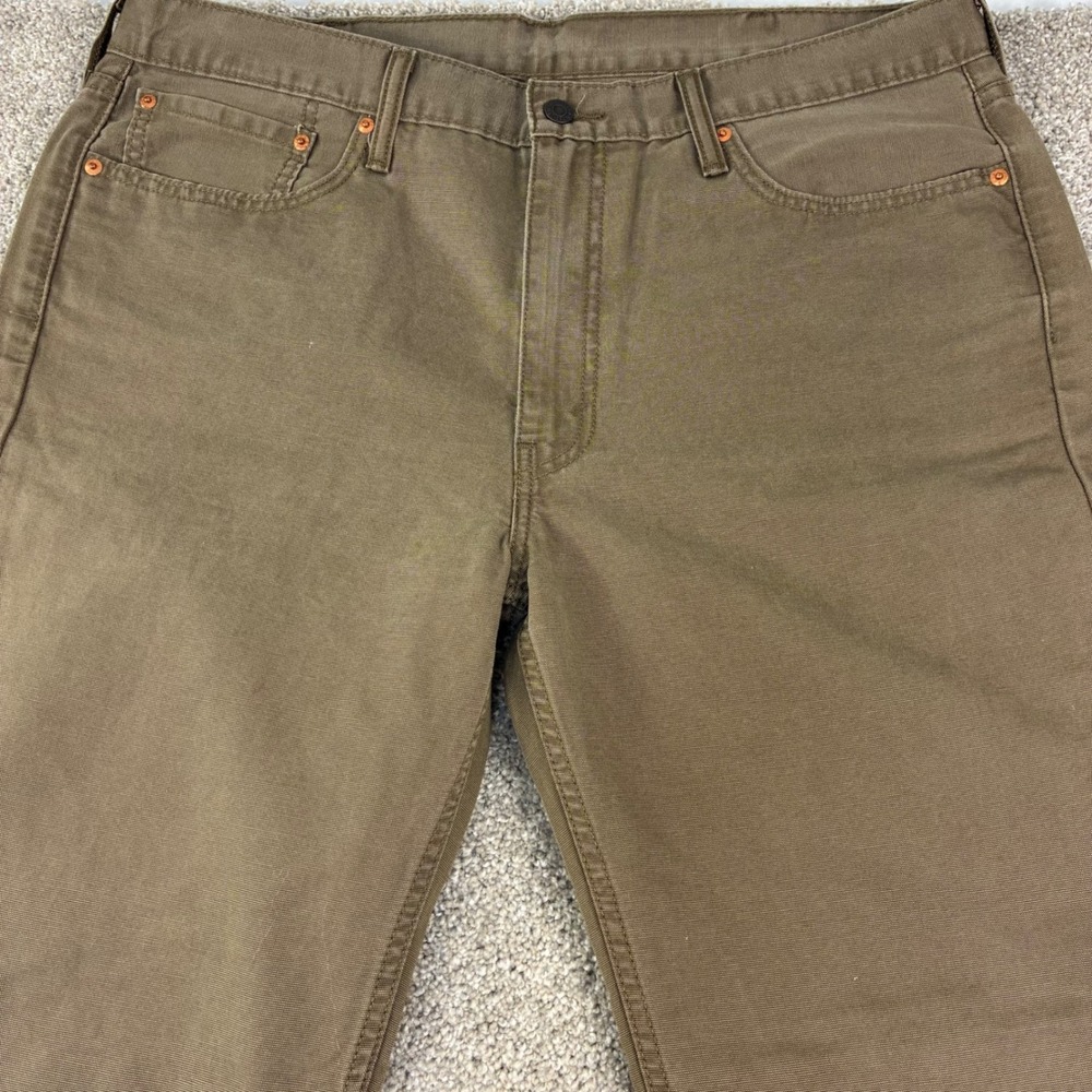 Levis 514 Straight Fit Pants Mens 38x32 Brown Canvas Workwear Cotton Jeans - Picture 12 of 12